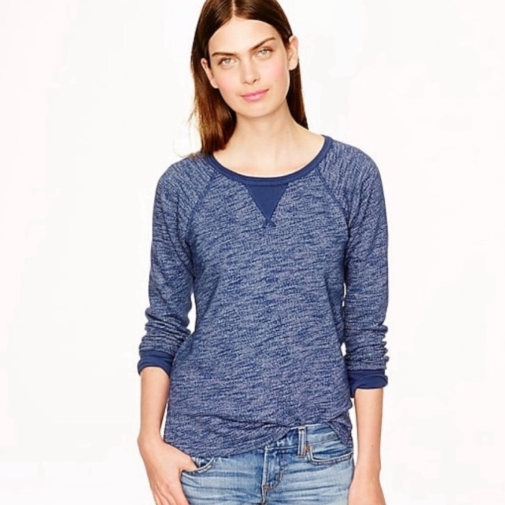 J Crew French Terry Blue Sweatshirt EUC Sz XXS Loungewear Athleisure